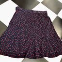 Talbots  Pleated Mini Midi Skirt Navy Blue & Red Cherry Heart Pattern size 12 Photo 4