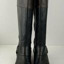 Ralph Lauren  Sulita Harness Riding Boots 8 Black Brown Leather Knee High Zip Photo 3