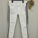 MOTHER Denim White Blue Striped The Looker Ankle Jeans 29 Photo 3