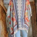 Angie [] Dove Gray Floral Print Flowy Open Front Kimono Cover-Up Boho Top Large L Photo 1