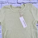 Lacausa NEW  by Anthropologie Sweater Rib Tee Fava Green Small Short Sleeve Slim Photo 1