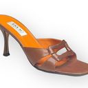 Isaac Mizrahi new  ⌘ Open Vamp Lizard Kitten Heel Mule Sandals ⌘ Orange Brown 10 Photo 2