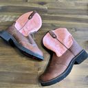 Justin Boots  Gypsy Gemma Pink Brown Bay Apache Short Round Toe Mismatched Flawed Photo 3