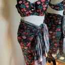 XL Black Floral Bikini With Sarong Photo 0