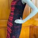 Chetta B Red Black Lumberjack Buffalo Plaid Lace Sheath Dress 2 Photo 1