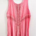 Live and let live  Pink Flowy Boho Lightweight Open Back Lacy Trim Blouse ~ Plus 2X Photo 0