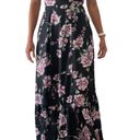 Tularosa Black Floor Length Satin Floral Summer Maxi Dress size XXS Photo 1