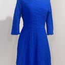 Donna Morgan  Women's Blue Textured Stretch Fit & Flare Dress Size 12 Photo 1