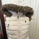 Banana Republic  Women’s Medium Lined White Puffer Vest with Faux Fur lined Hood Photo 0