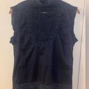 Hale Bob  Black Ruffle Lace Mock Neck Prairie Top - size medium Photo 8