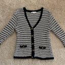 CAbi Black And White Checker Crocheted Cardigan Photo 0