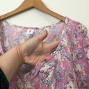 Abound NEW NWT  Cinched Floral Blouse Pink Cream Blue Long Sleeve Crop Top Medium Photo 7