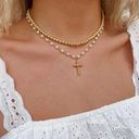 These Three Boutique Pearl Cross Necklace  Photo 0