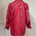 Vintage 80s Faux Leather Geometric Shape Oversized Coat Jacket Red Grey L Size L Photo 5