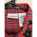 Cabin creek Women's Vintage Christmas Plaid Button Down Floral Embroidered Collar Size XL Photo 2