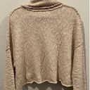 Free People Beige Turtleneck Oversized Knit Sweater Photo 4