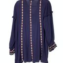 Tularosa  Dress Women's Size S Arabella Tunic Embroidered Mini Long Sleeve Navy Photo 2