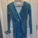 Show Me Your Mumu NWT  blue sequin deep v mini dress Photo 2