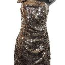 City Triangles Gold and Brown Sequined One Shoulder Mini Party Dress Junior Size 9 Homecoming Photo 0