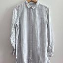 Garnet Hill  White & Blue Striped Linen Button Down Photo 0