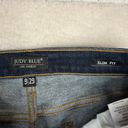 Judy Blue Size 9 29 Mid Rise Slim Fit Jean Shark Bite Hem Distressed Dark Wash Photo 6