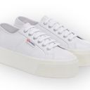 Superga new  ★ 2790 Platform Napa Leather Sneakers ★ Optical White Silver ★ 8.5M Photo 4