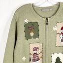 Croft & Barrow Croft Barrow Plus Size 2X Cardigan Sweater Snowman Green Full Zip Ugly 935 Photo 5