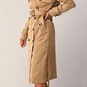 Double Breasted Puffed Shoulder Belted Trench Coat Size L Photo 5