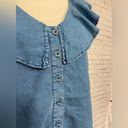 We The Free Free People Amber Ruffle Top Button Down Blue Photo 3