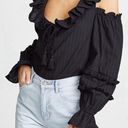 Rebecca Minkoff  Women’s Pippa Top Black Cropped M Cold Shoulder New $98 Photo 1