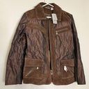 Chico's  Leather Jacket Size 2 (M) Full Zip Leather Trimmed with Zipper Pockets Ne Photo 0