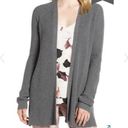 Chelsea28  Women's Grey Dark Heather Ribbed Ruffle Open Front Cardigan sz S Photo 0