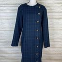 Vintage Blue  and Green Plaid Tartan Side Button Maxi Wiggle Dress Photo 0