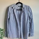 Ralph Lauren Lauren  100% Cotton White & Navy Blue Striped Button-Up Collared Shirt Photo 0