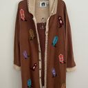 Vintage Beaded Cowboy Boot Cardigan Brown Size XL Photo 0