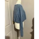 Sky And Sparrow  Light Blue Furry Long Sleeve Button Up Crop Top M Photo 2