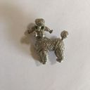 Vintage Silver Tone Poodle Dog Brooch Pin Costume Jewelry Photo 2