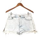 Amuse Society Acid Wash Shorts White Blue Size 28 High Rise Button Fly Distressed Photo 0