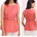 Kate Spade  Shore Thing Button Back Peach Sherbet Peplum Top Coral- Size 6 Photo 1