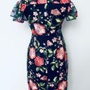 Trina Turk Trina  Navy Blue Floral Embroidery Cocktail Dress Photo 2