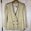 Kasper  Yellow Checkered Houndstooth Double Breasted Size 8 Photo 0