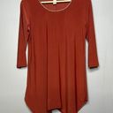 Blossom  BY P RUST COLORED 3/4 SLEEVED ASYMMETRICAL HANKY HEM BLOUSE MEDIUM Photo 0