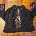 Last Kiss  Vintage 80's Madonna Style Black Lace Hot Pink Blazer Jacket XL Photo 7