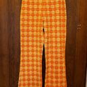 Urban Outfitters EUC  Orange Yellow Plaid Flare Pull On Pants Womens Small Photo 1