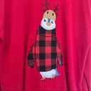 Ugly Christmas Sweater NEW  Penguin Red Check XL Photo 2