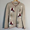 Croft & Barrow Vtg  Ice Skating Christmas Wool Angora Full Zip Sweater Women's L Photo 0