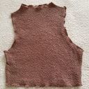 Naked Wardrobe  Sleeveless Textured High-Neck Cropped Top Brown Women's Size M Photo 0