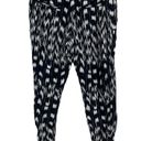 Parker Silk Pants Womens Size 6 Tapered Rouched Ankle Black White Abstract Print Photo 2