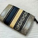 Sondra Roberts  Squared Clutch purse woven and leather crossbody purse Zipper Photo 0