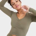 All In Motion Women's Flex Shirred Cropped Long Sleeve T-Shirt -  Moss Green Photo 0